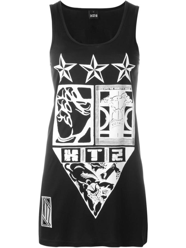 Ktz Devil Print Oversized Vest, Women's, Size: M, Black, Rayon