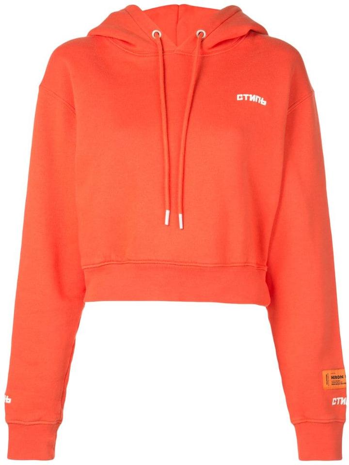 Heron Preston Fire Crop Hoodie - Orange