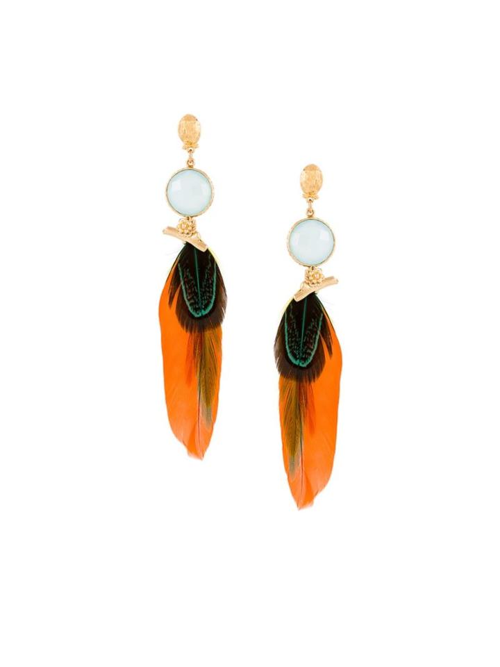 Gas Bijoux 'serti' Feather Earrings, Women's, Blue