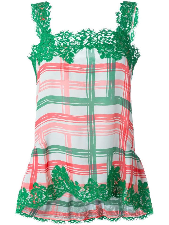 P.a.r.o.s.h. Lace Trim Checked Top