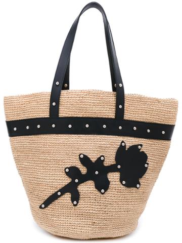 Sonia By Sonia Rykiel - Woven Floral Tote - Women - Leather/caña Flecha/metal - One Size, Nude/neutrals, Leather/caña Flecha/metal