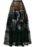 Elie Saab Satin-panelled Lace Skirt - Black