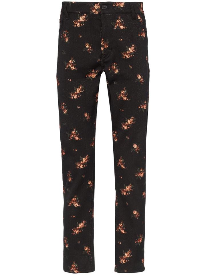 Ann Demeulemeester Floral-embroidered Velvet Trousers - Black