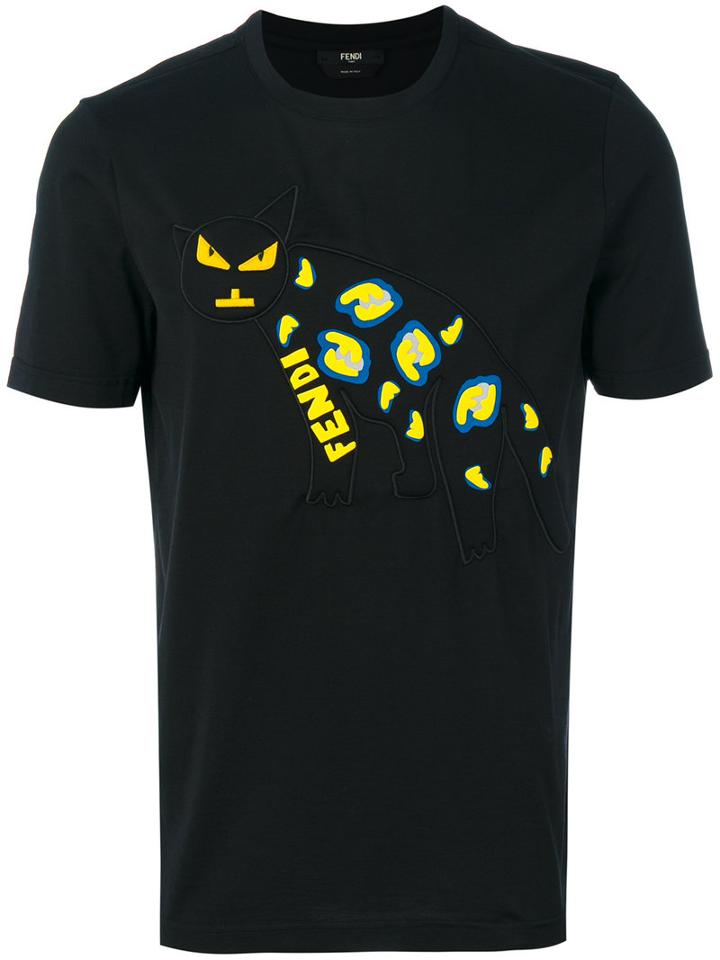 Fendi - Embroidered Logo T-shirt - Men - Cotton - 52, Black, Cotton
