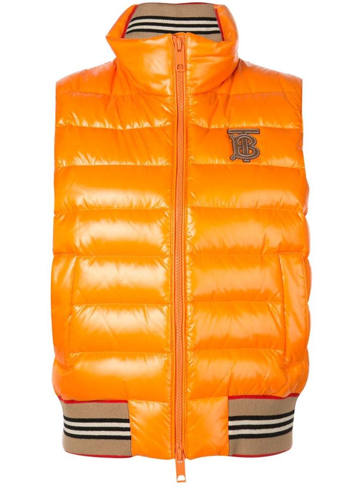 Burberry Icon Stripe Puffer Gilet - Orange