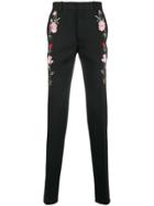 Alexander Mcqueen Floral Embroidered Tailored Trousers - Black