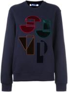 Steve J & Yoni P Embroidered Details Sweatshirt, Women's, Size: Large, Blue, Cotton/polyester/polyurethane