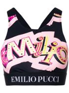 Emilio Pucci Logo Print Cropped Top - Pink & Purple