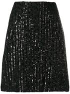 Nina Ricci Sequin Stripes Straight Skirt - Black