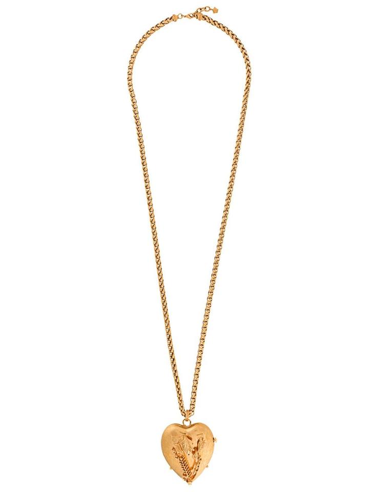 Versace Embossed Heart Necklace - Metallic