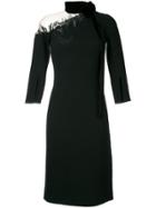 Oscar De La Renta Asymmetric Leaf Patterned Dress - Black