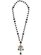 Dolce & Gabbana Beaded Crystal Lariat Necklace, Women's, Black