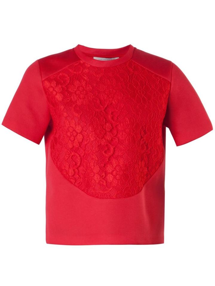 Christopher Kane Scuba Lace T-shirt, Women's, Size: Medium, Red, Polyurethane/modal/viscose
