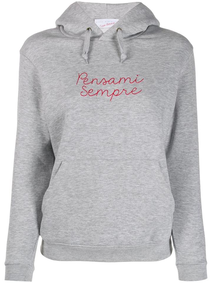 Giada Benincasa 'pensami Sempre' Embroidered Hoodie - Grey
