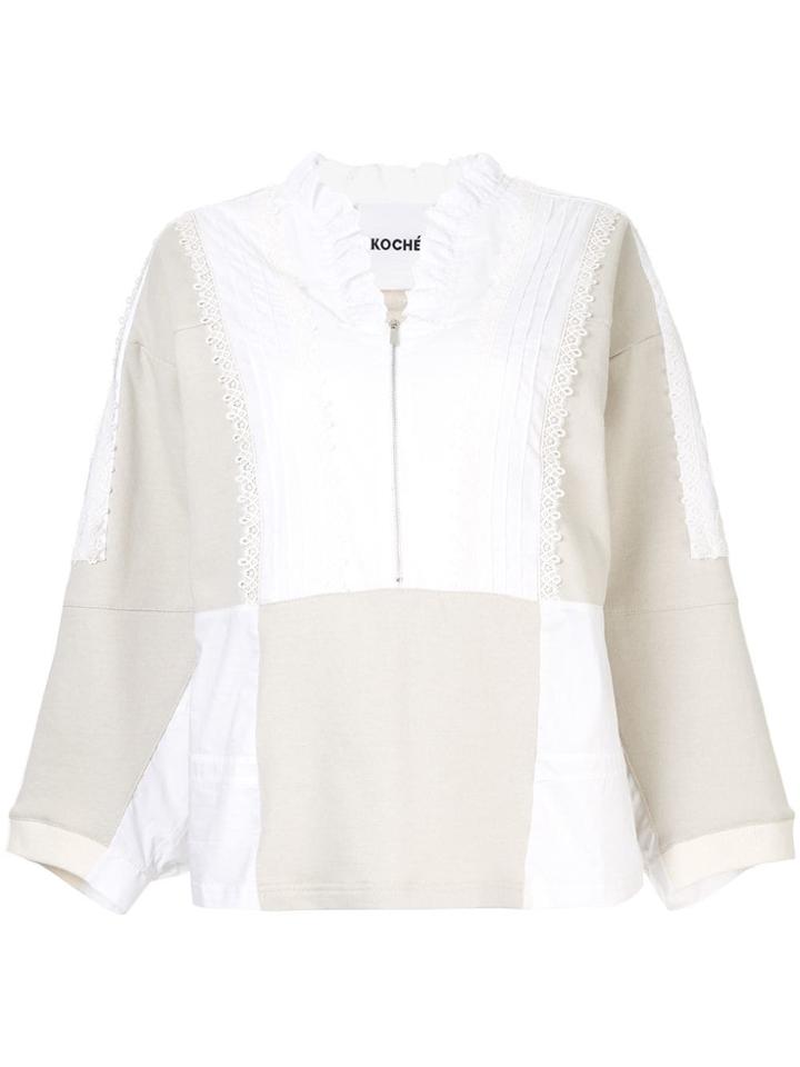 Koché Ruffle Neck Top - White
