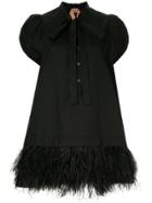 No21 Ostrich Feather Trim Mini Dress - Black
