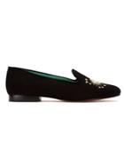 Blue Bird Shoes Suede Voyeur Embroidered Loafers - Black