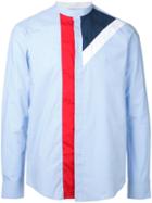 Msgm Block Stripe Shirt, Men's, Size: 38, Blue, Cotton