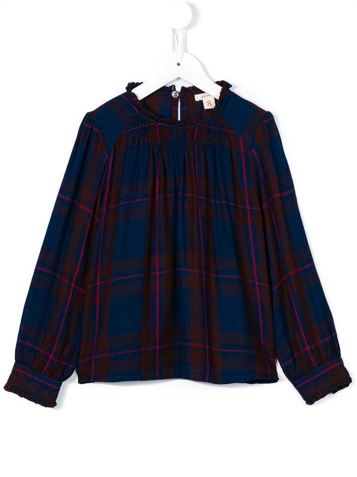Bellerose Kids Checked Smock Blouse, Girl's, Size: 8 Yrs, Blue