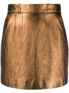 Saint Laurent Metallic Effect Fitted Skirt - Gold