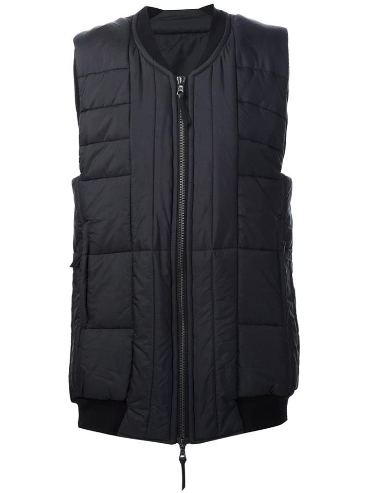 11 By Boris Bidjan Saberi Quilted Zipped Vest, Men's, Size: Xl, Black, Polyamide