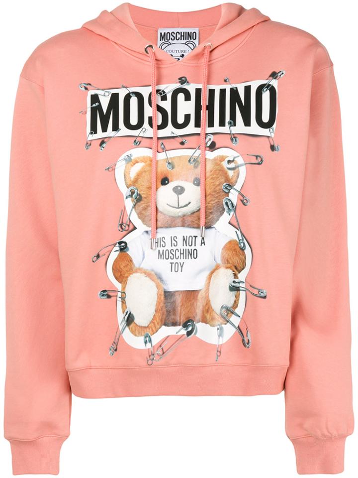 Moschino Teddy Safety Pin Hoodie - Pink & Purple