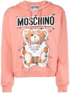 Moschino Teddy Safety Pin Hoodie - Pink & Purple
