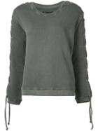 Rta - Laced Sleeve Sweatshirt - Women - Cotton - Xs, Grey, Cotton