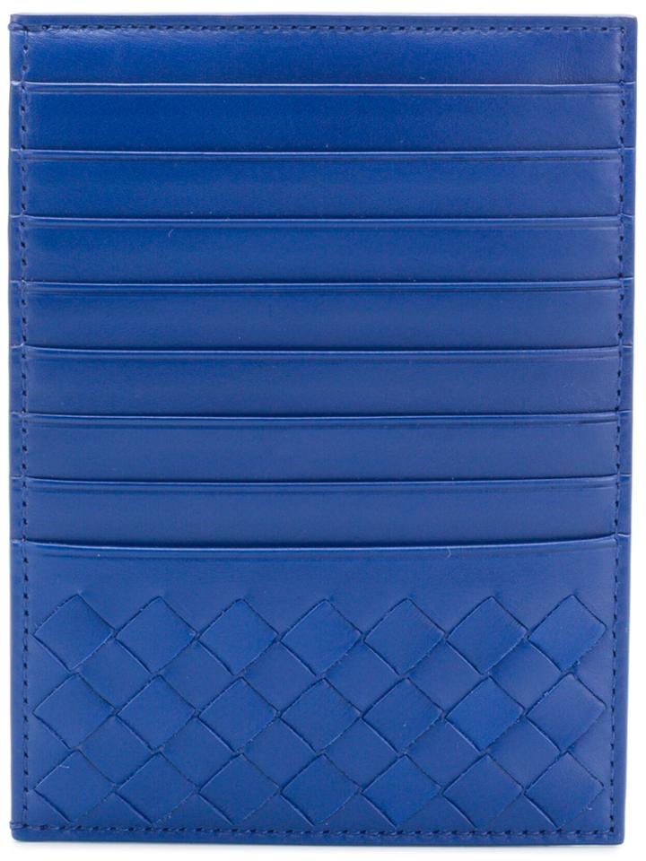 Bottega Veneta Cobalt Intrecciato Calf Card Case - Blue