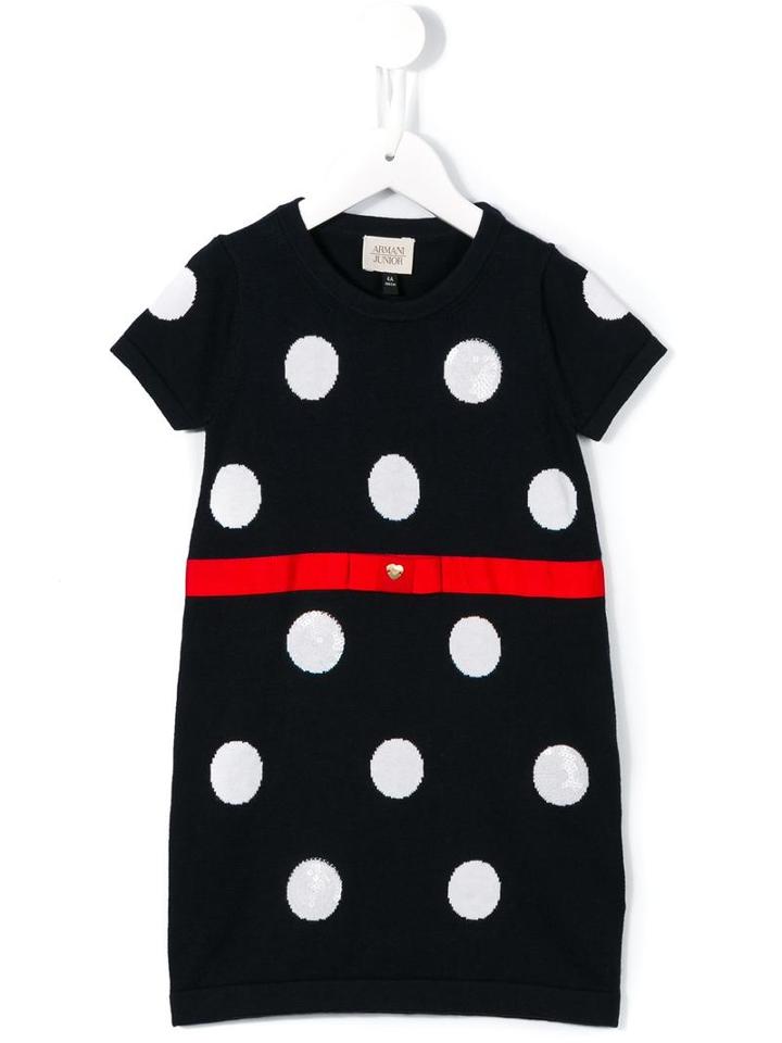 Armani Junior Polka Dot Knitted Dress, Girl's, Size: 6 Yrs, Blue