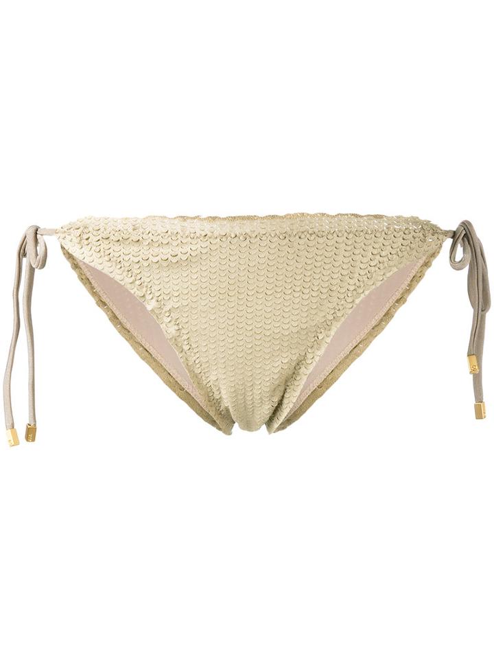 Vix Paula Hermanny - Textured Bikini Bottoms - Women - Polyamide/polyester/spandex/elastane - L, Nude/neutrals, Polyamide/polyester/spandex/elastane