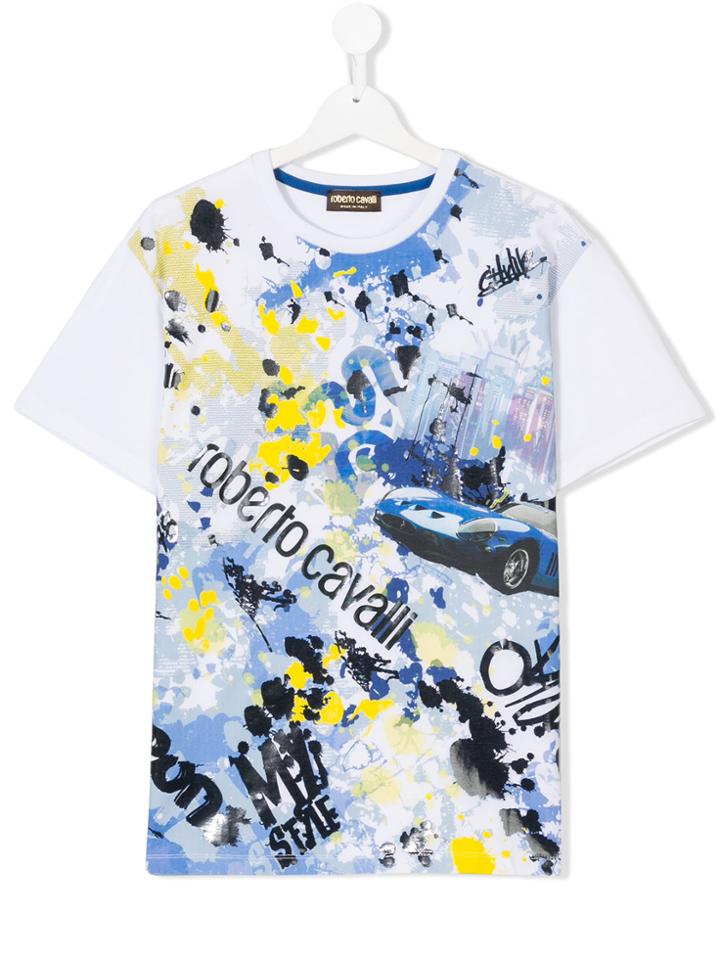 Roberto Cavalli Kids Car Print T-shirt - White