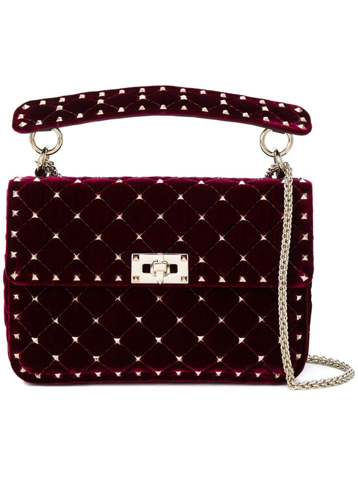 Valentino Spike Media Shoulder Bag - Red