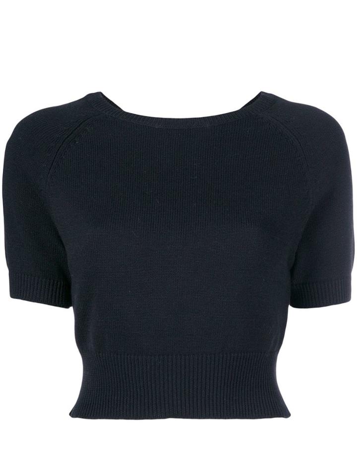Cashmere In Love Cropped Knitted Top - Black