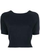 Cashmere In Love Cropped Knitted Top - Black