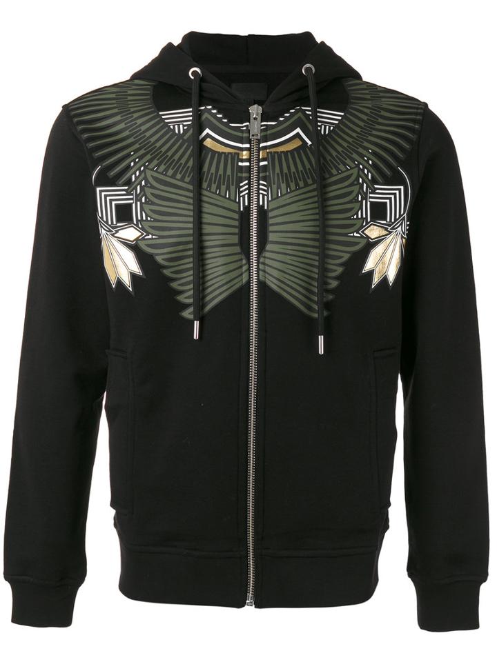 Les Hommes Printed Zip Hoodie, Men's, Size: Large, Black, Cotton