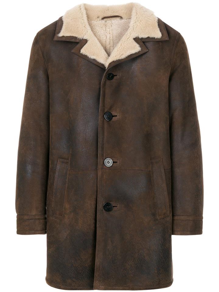 Neil Barrett - Furry Lined Coat - Men - Lamb Skin - L, Brown, Lamb Skin