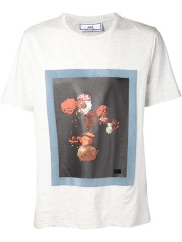 Ami Alexandre Mattiussi Framed Rose Crew Neck T-shirt, Men's, Size: Xxl, Grey, Cotton
