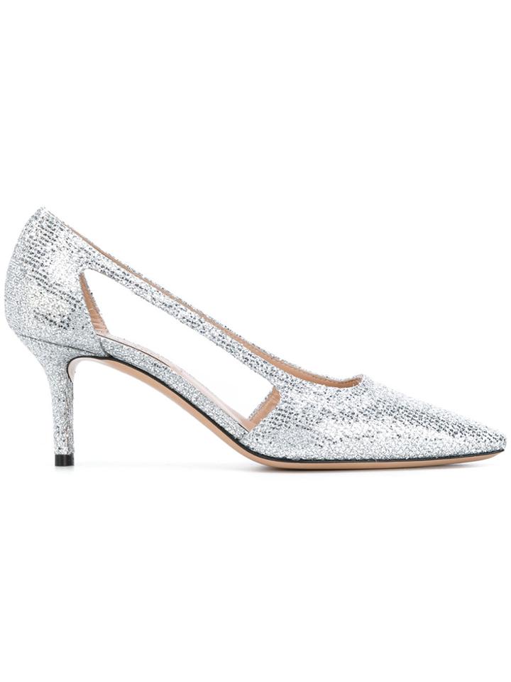 Casadei Glittered Cut-out Pumps - Metallic