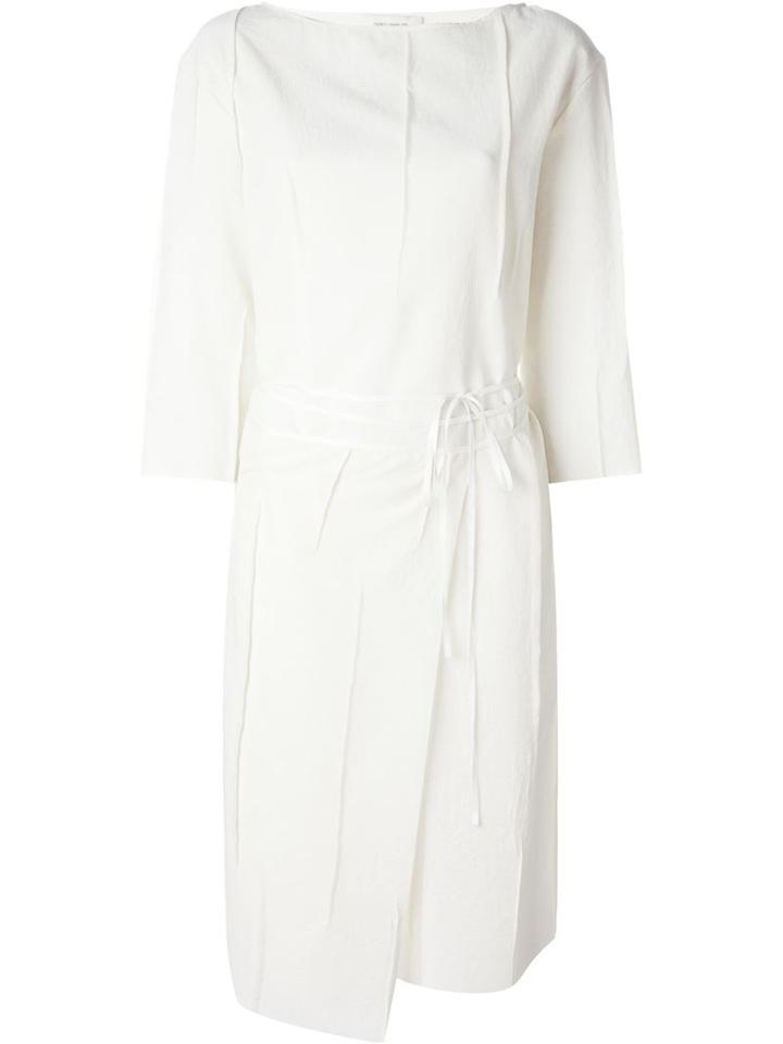 Cédric Charlier Crepe Tie Wrap Waist Dress, Women's, Size: 40, Nude/neutrals, Polyester