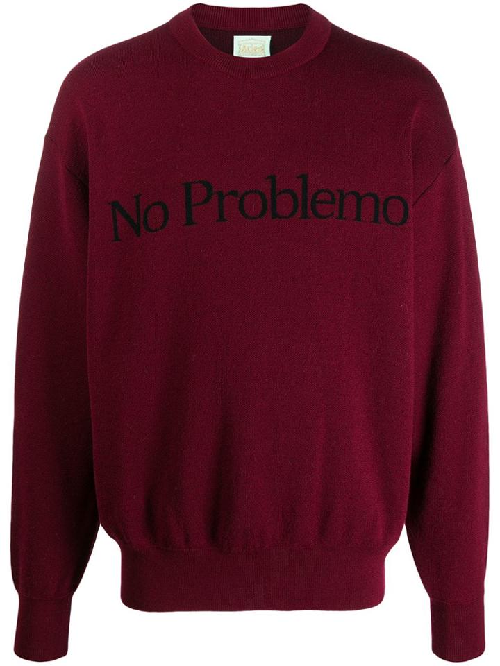 Aries Loose-fit 'no Problemo' Jumper - Red