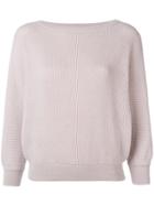 Liska Cropped Ribbed Jumper - Pink & Purple