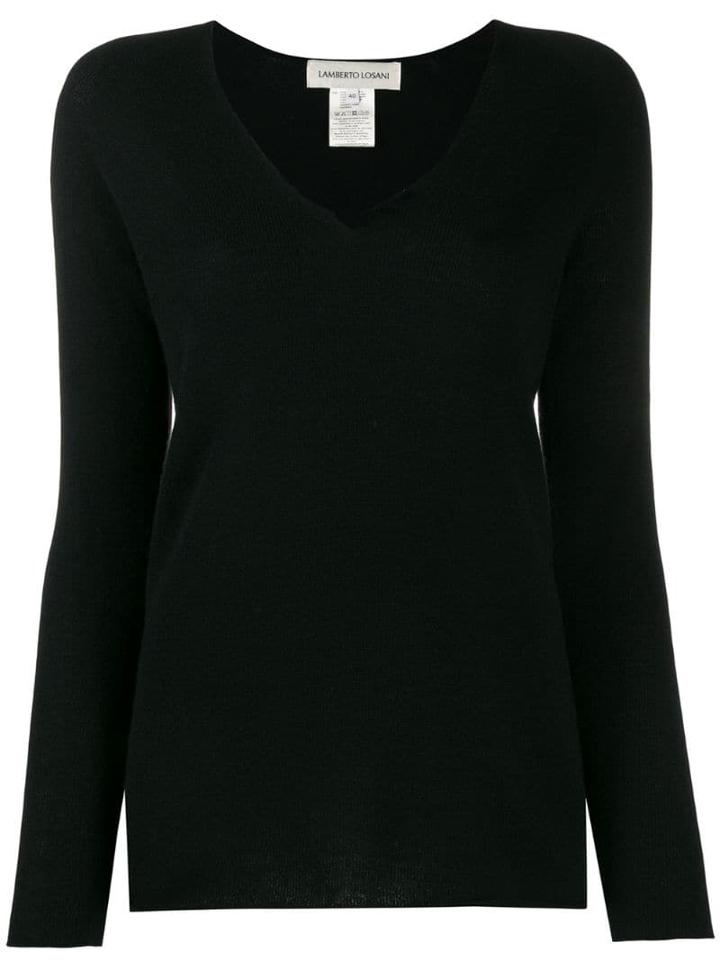 Lamberto Losani Cashmere V-neck Jumper - Black