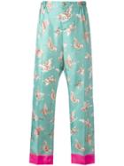F.r.s For Restless Sleepers Butterfly Print Trousers, Women's, Blue, Silk