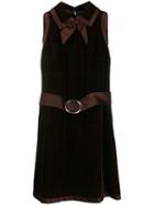 A.n.g.e.l.o. Vintage Cult 1960's Velvet Effect Belted Dress - Brown