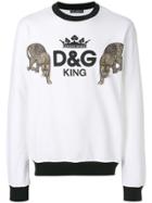 Dolce & Gabbana D & G King And Leopard Patch Sweatshirt - White