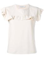 Philosophy Di Lorenzo Serafini Ruffled Detail T-shirt, Women's, Size: 38, Nude/neutrals, Cotton