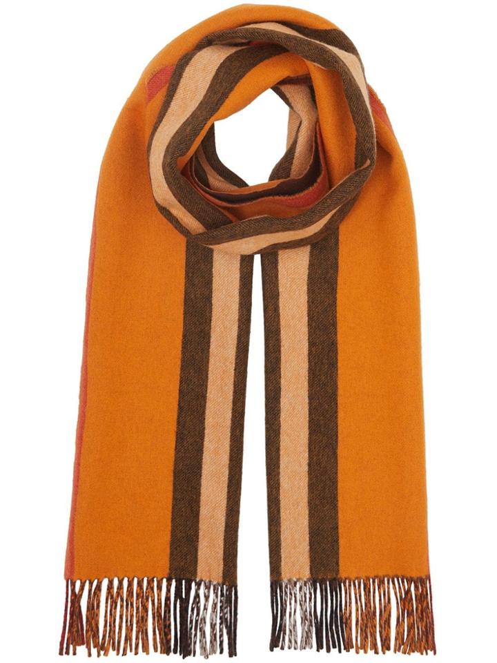 Burberry Reversible Icon Stripe Cashmere Scarf - Orange
