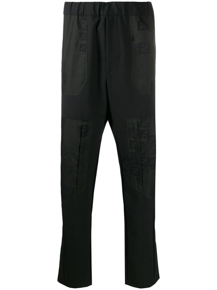Fendi Panelled Straight Leg Trousers - Black