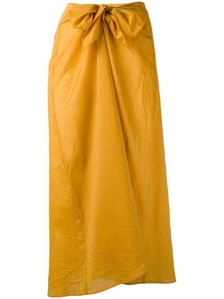 Diega - Tie Waist Skirt - Women - Cotton - M, Yellow/orange, Cotton